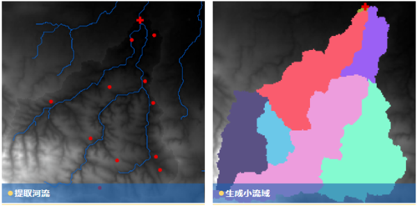 分布式水文預(yù)報模型精準提取河流和生成小流域界面圖